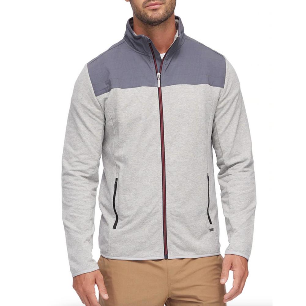 NEW FLAGS & ANTHEM madeflex movement colorblock full-zip mock neck jacket in gre